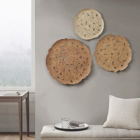 Rossi Textured Feather 3-piece Metal Disc Wall Decor Set